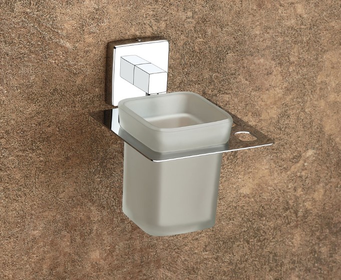 Square Tumbler Holder Stainless Steel Bathroom Commercial Hotel Spa Wall Mount Heavy-Duty Anti-Rust Waterproof Easy Install Professional Grade Durable Toothbrush Cup Holder Rustproof Hygienic Geometric Design Space Saving Modern Minimalist Secure Mounting